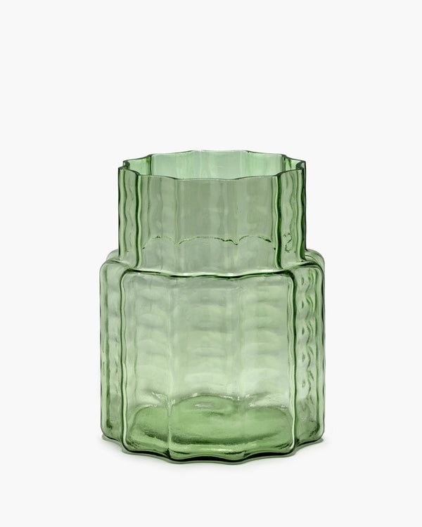 Vase 04, green transparent, Waves