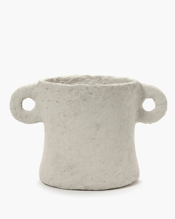 Pot, large, beige paper mache, Earth